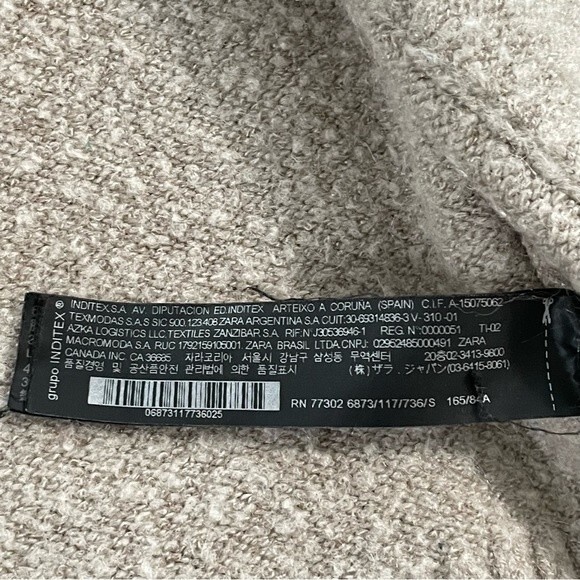 ZARA Knit Neutral Size SMALL Cardigan Women's‎ Oatmeal Open Front Sweater - Picture 6 of 8